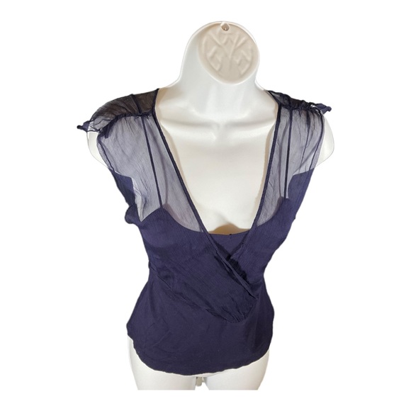 Moth Anthropoligie Silk and Modal Blouse, Navy Size Med NWT - Picture 2 of 5